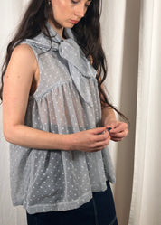 Thrills Top Sheer Baby Blue Spots