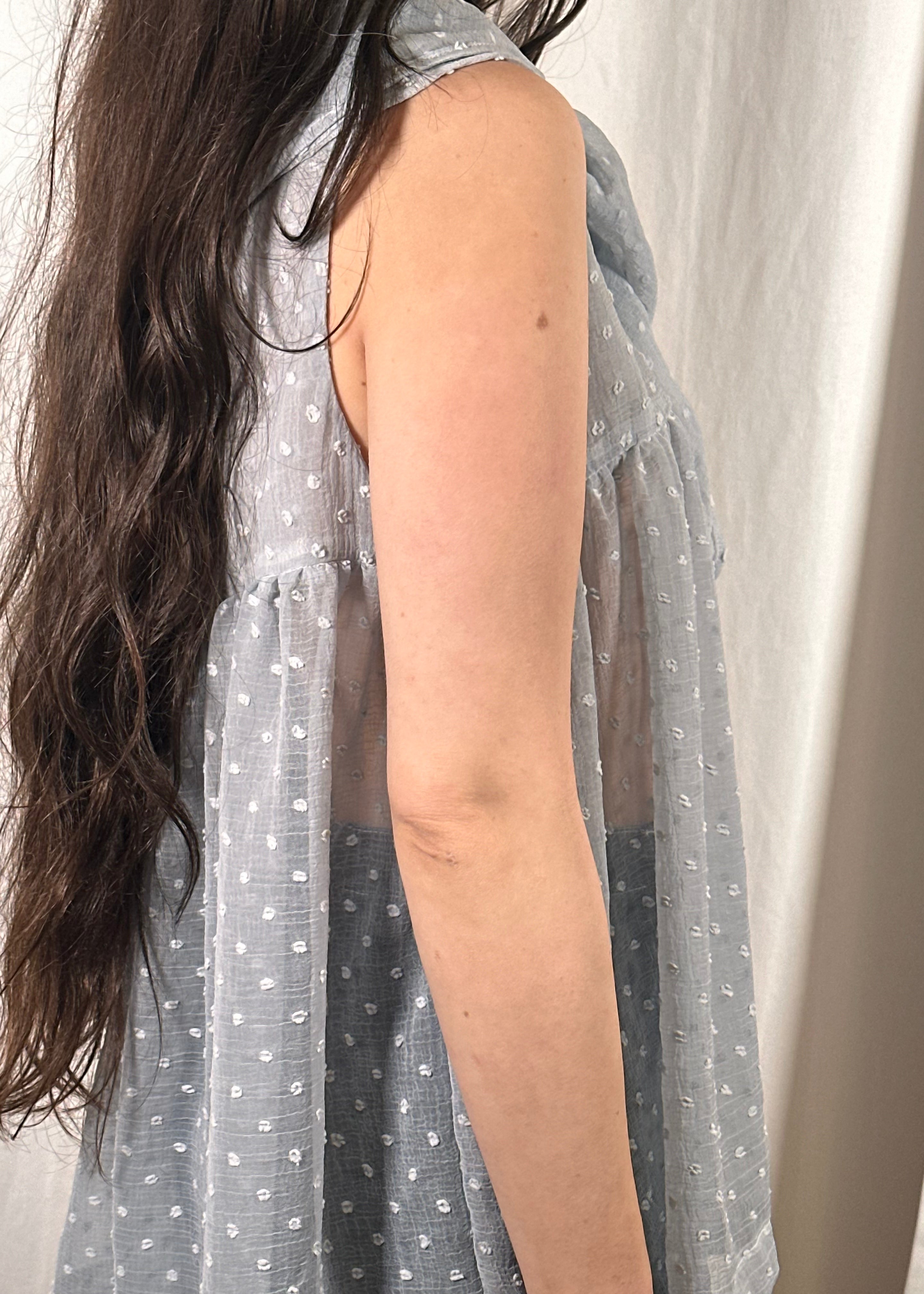 Thrills Top Sheer Baby Blue Spots