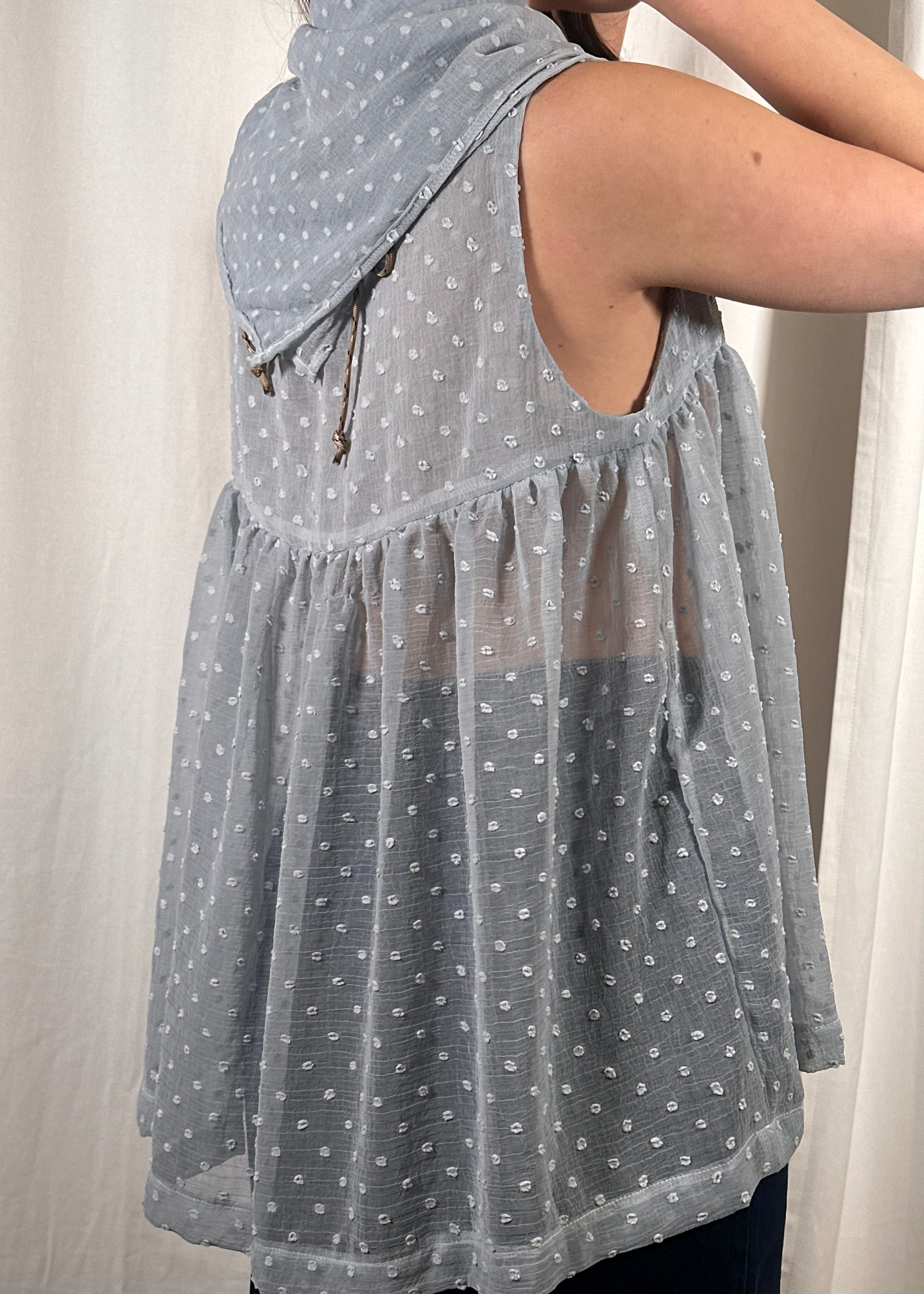 Thrills Top Sheer Baby Blue Spots