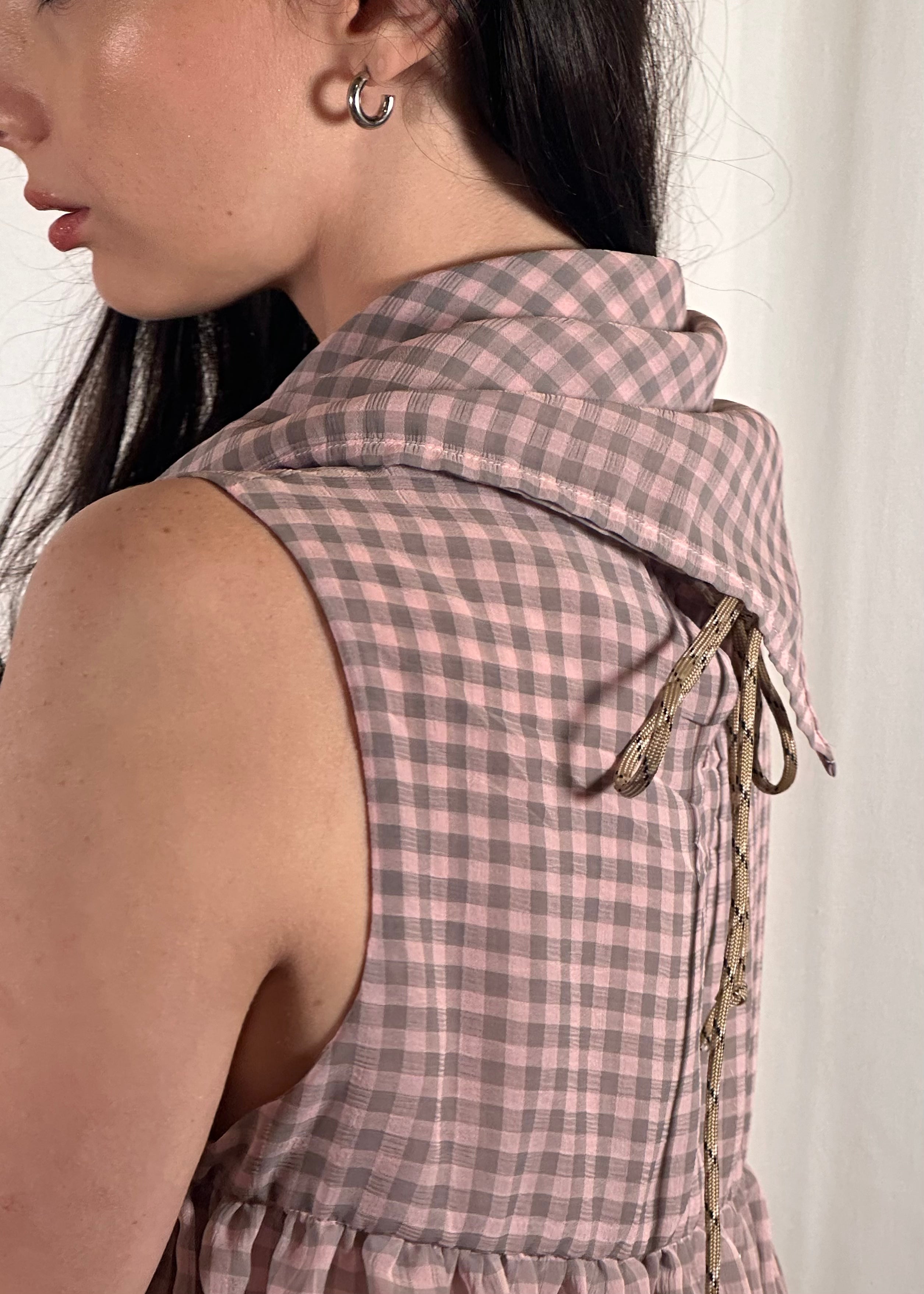 Thrills Top Sheer Pink Gingham