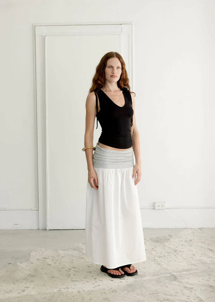 Nina Skirt White and Sport Grey
