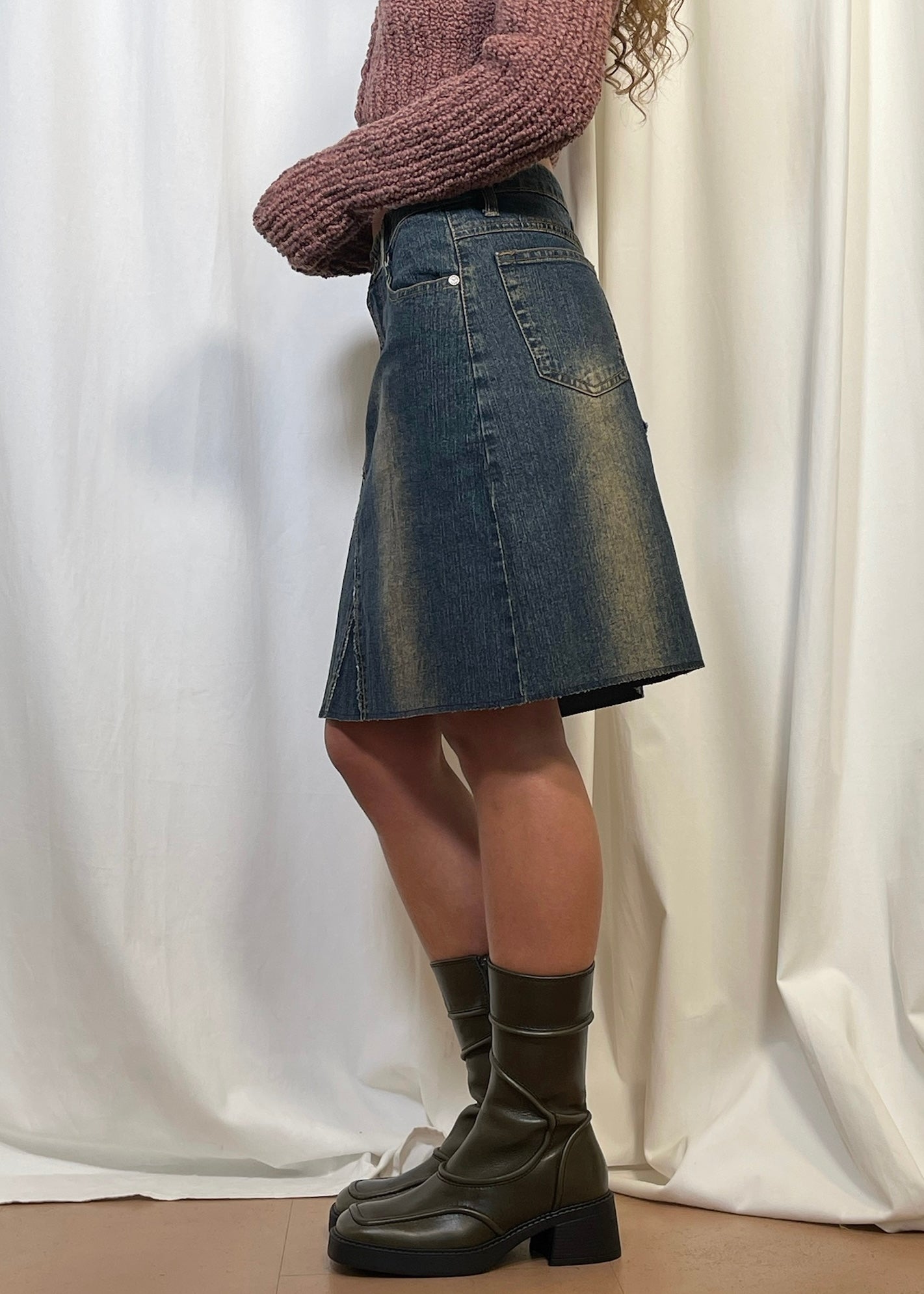 Denim Washed Mini Skirt