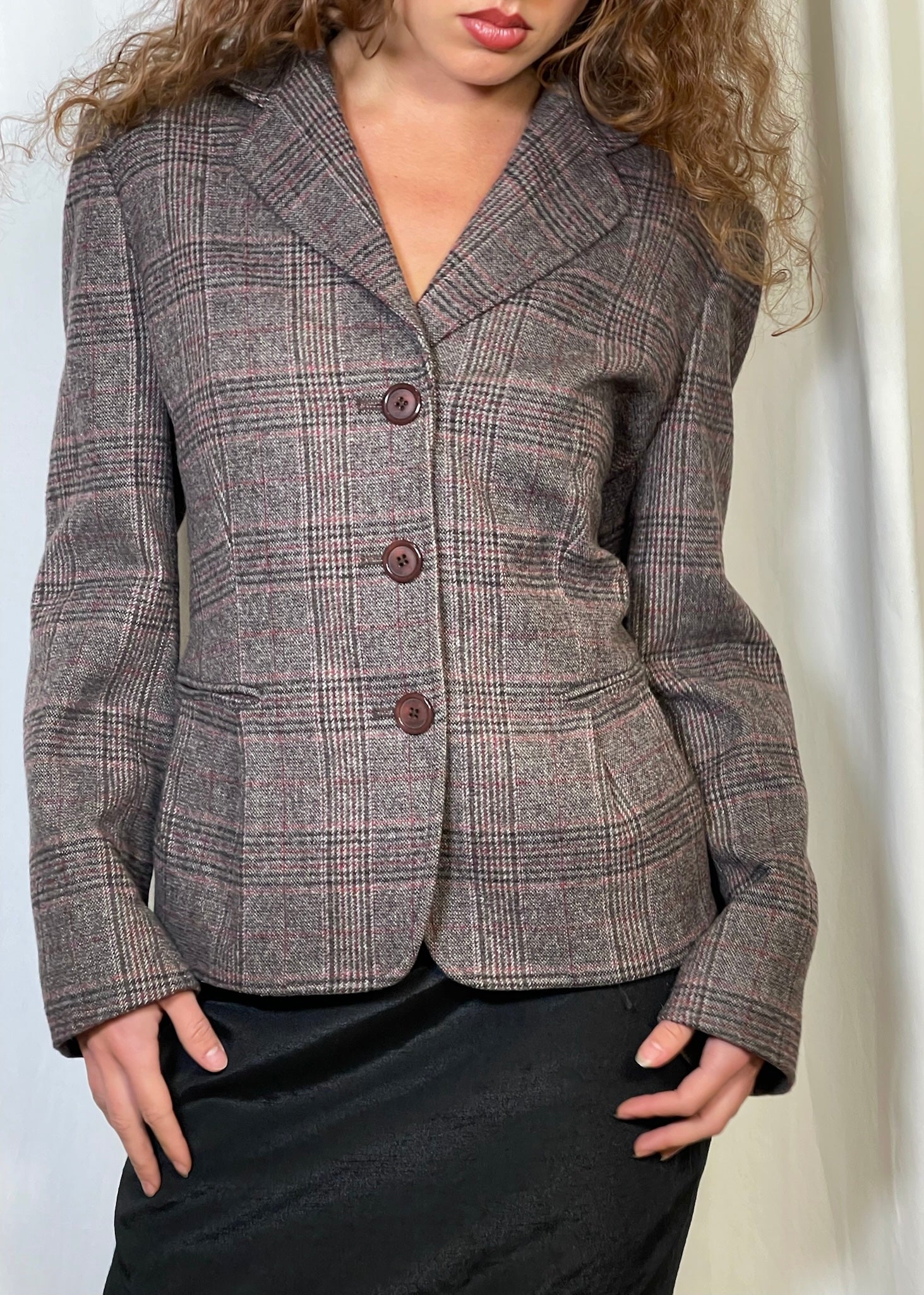 Max Mara Plaid Fitted Blazer
