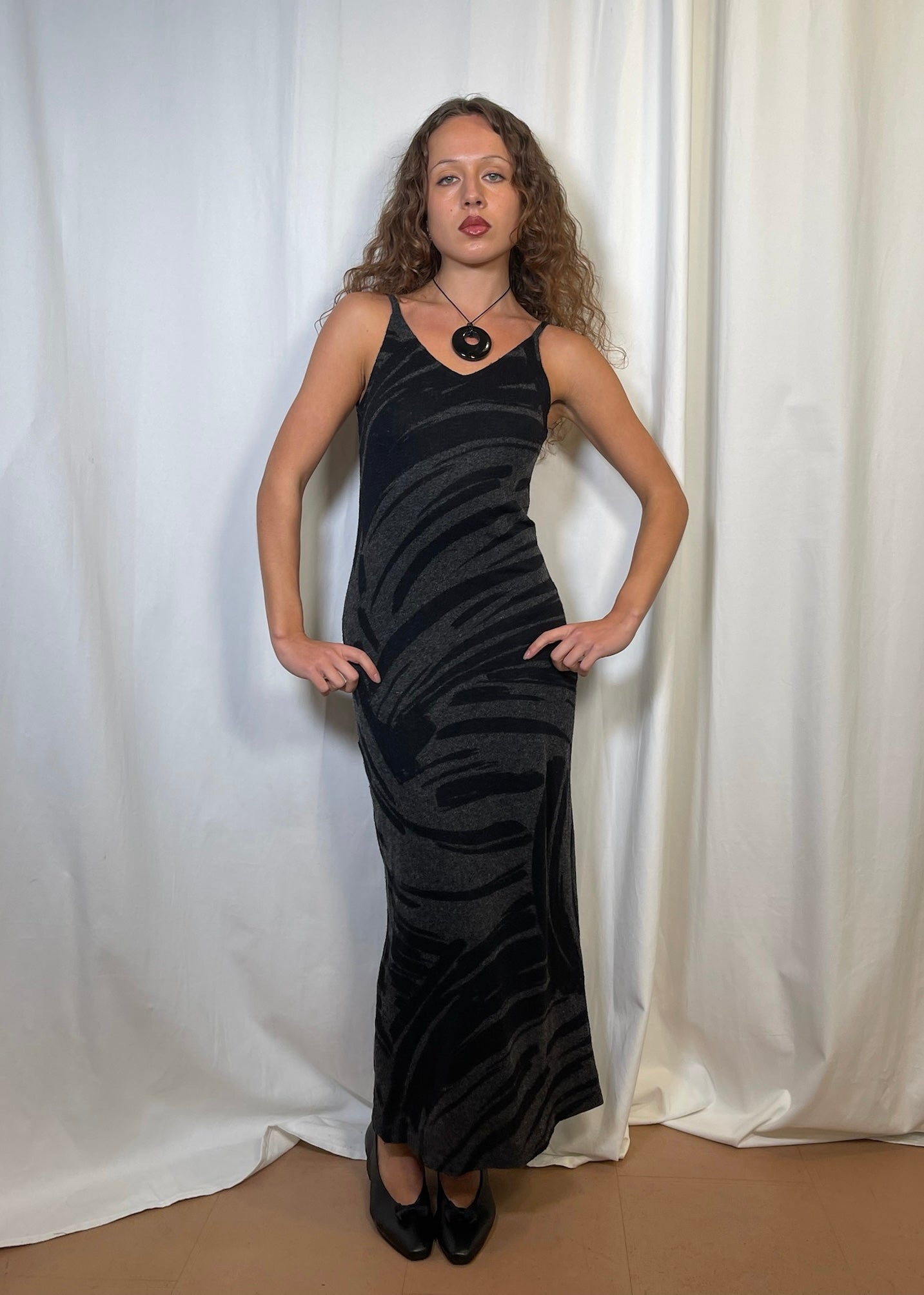 Wool Pattern Maxi Dress