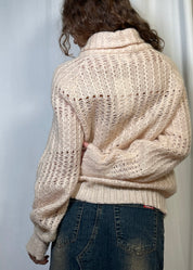 Cream Loose Knit Funnel Neck Jumper