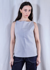 Grey Suiting Boatneck Vest