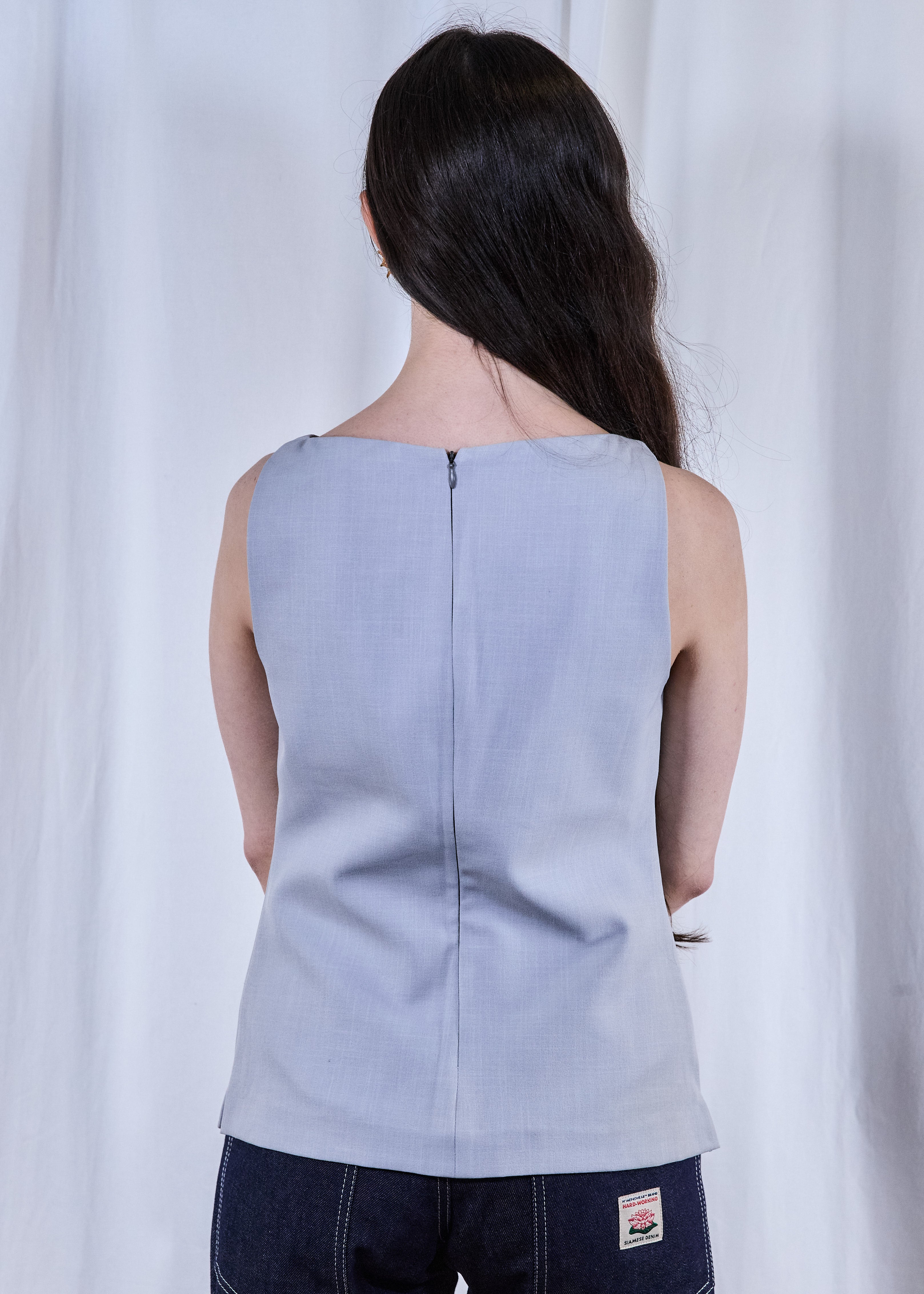 Grey Suiting Boatneck Vest