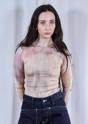 Vintage Peachy Patterned Bodysuit Long Sleeve