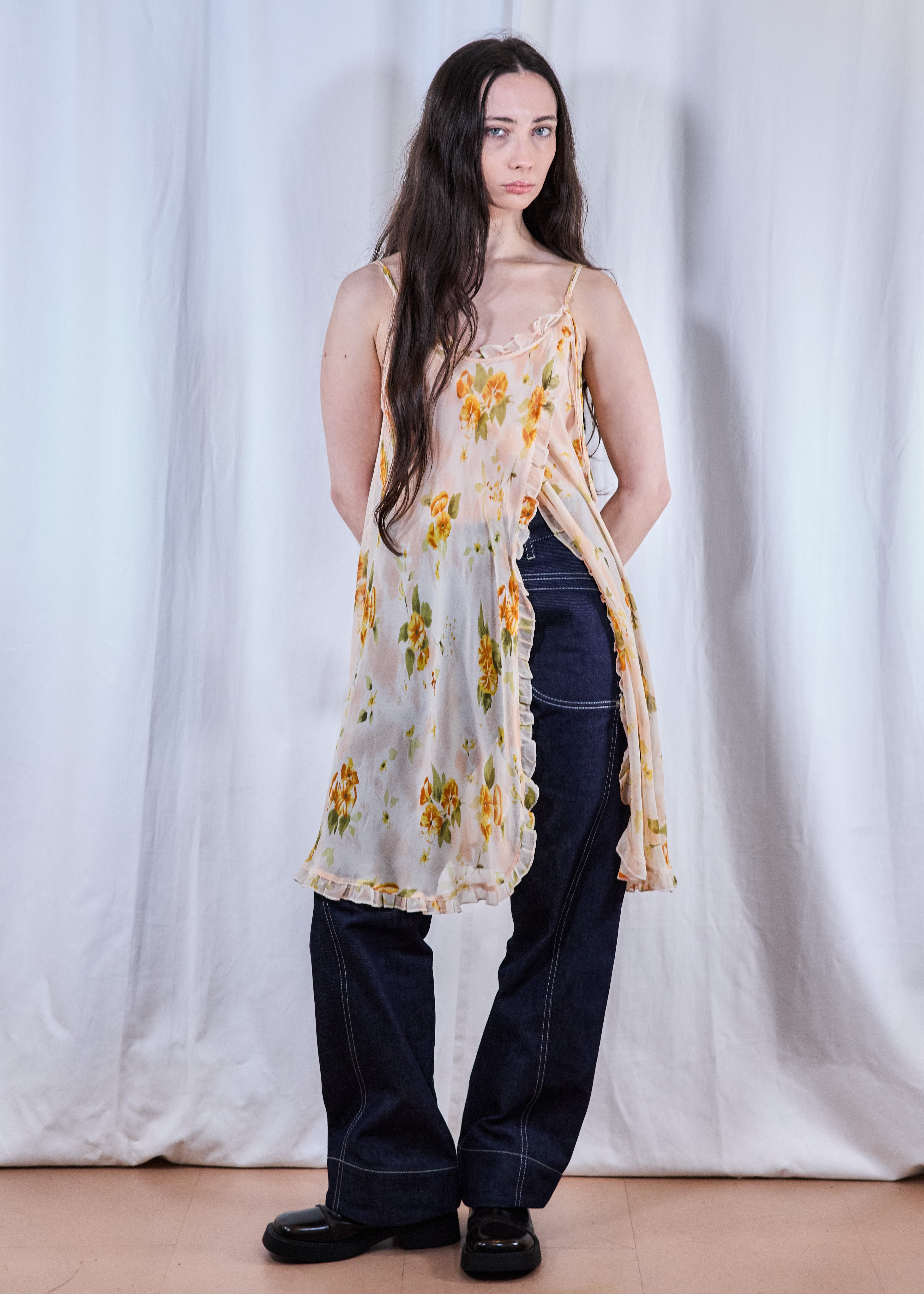 Vintage Peachy Slip Chiffon Dress