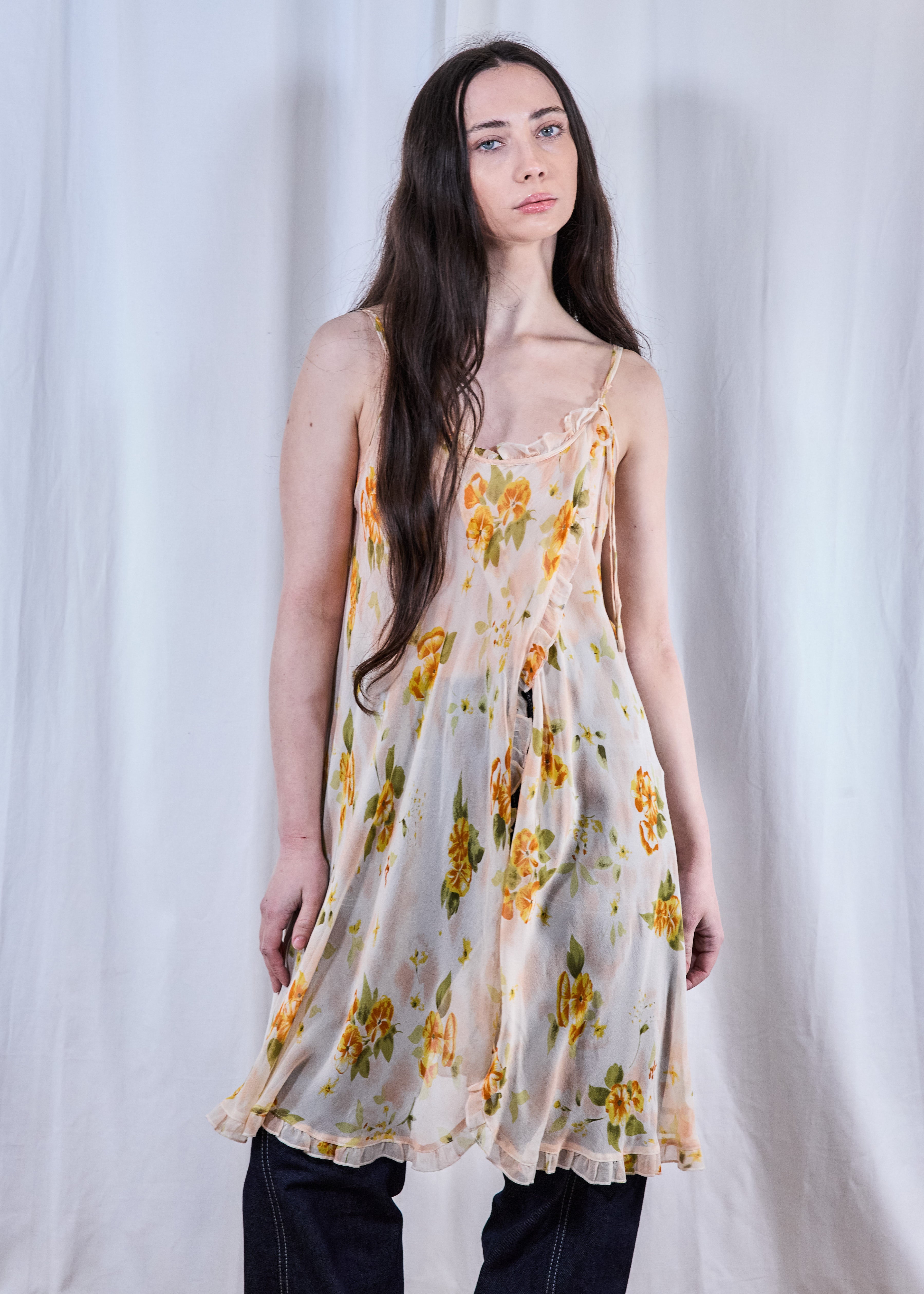 Vintage Peachy Slip Chiffon Dress