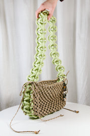 Nots friday sling bag in green and beige 