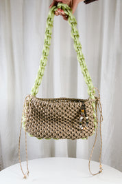 Nots friday sling bag in green and beige 