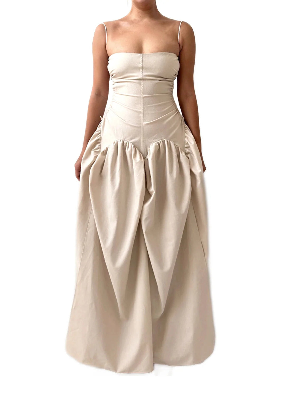 Open Back Bubble Cami Dress in Ivory