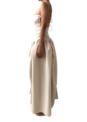 Open Back Bubble Cami Dress in Ivory