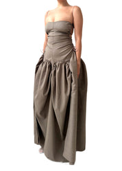  Open Back Cami Bubble Maxi Dress Office Grey Suiting 