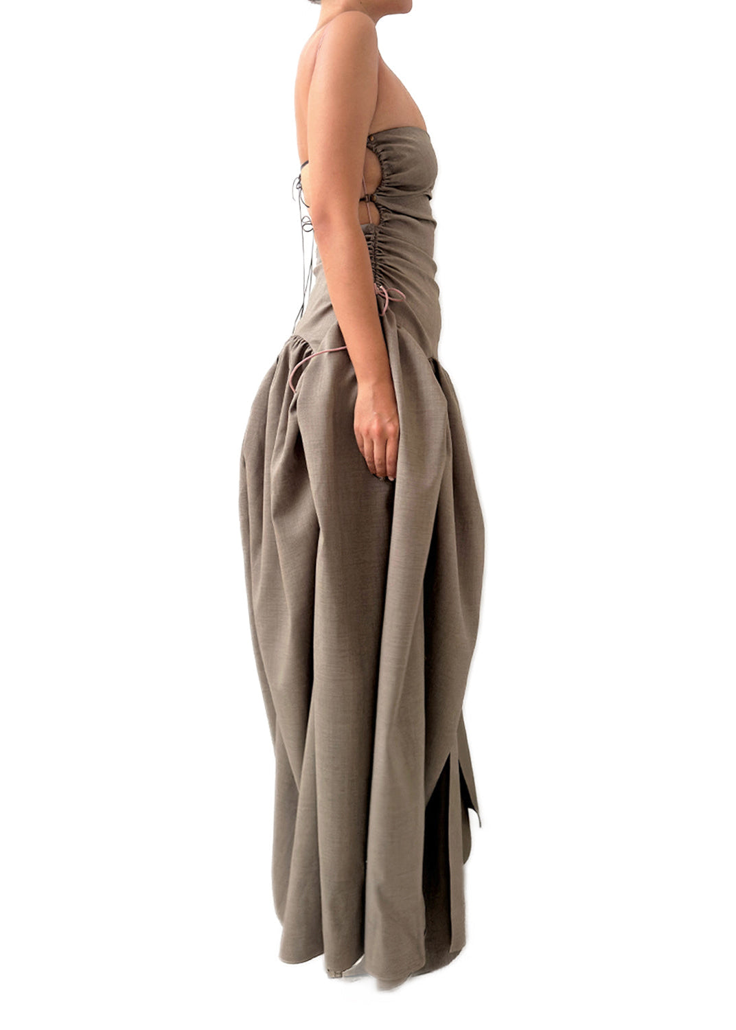  Open Back Cami Bubble Maxi Dress Office Grey Suiting 
