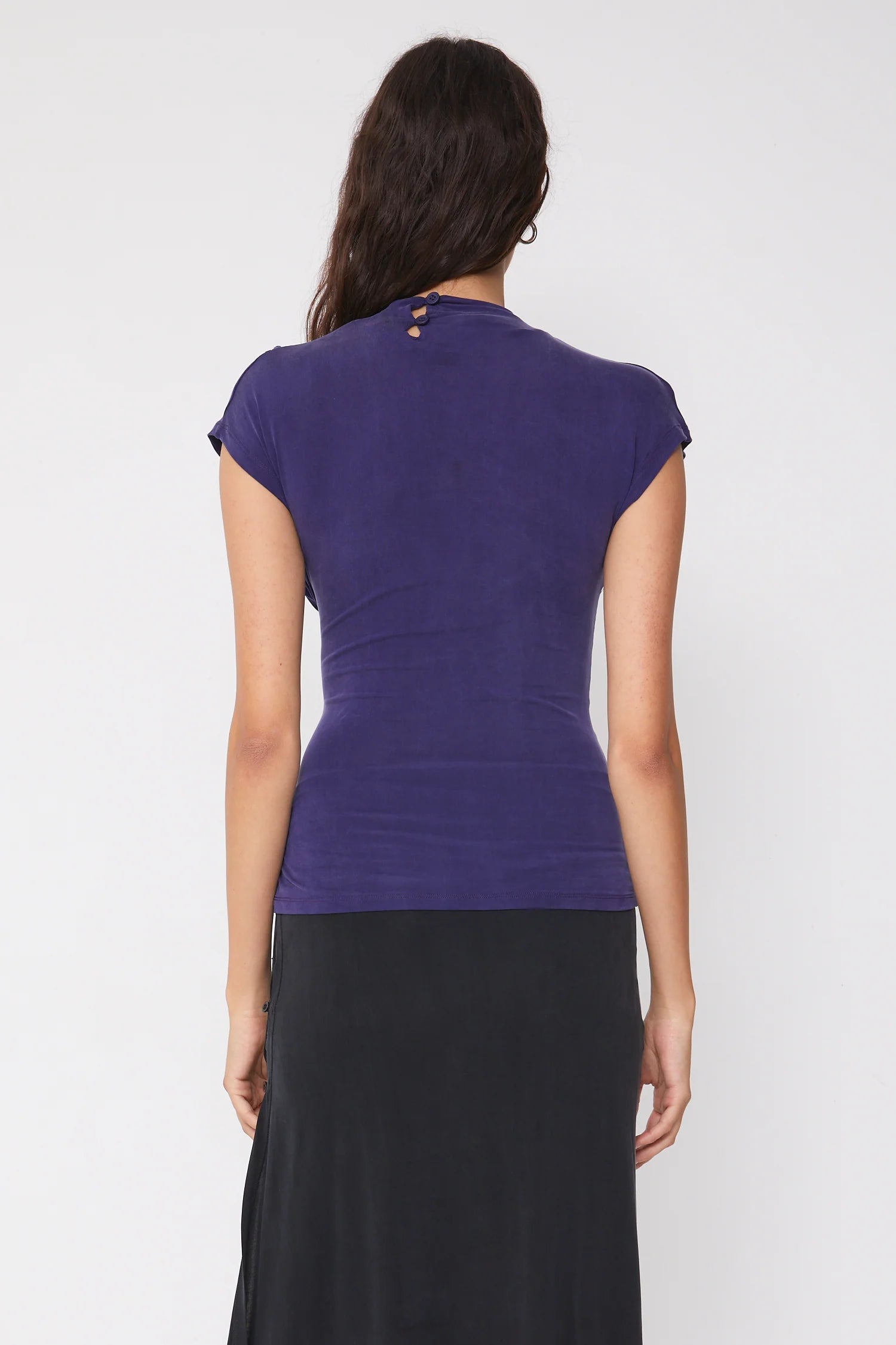 Kylie Button Top in Aubergine