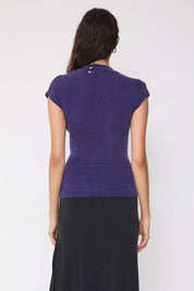 Kylie Button Top in Aubergine