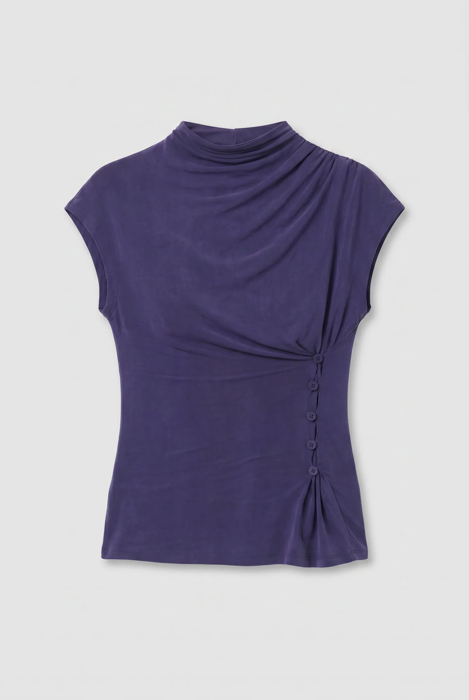 Kylie Button Top in Aubergine