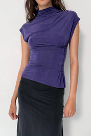 Kylie Button Top in Aubergine