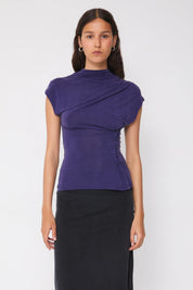 Kylie Button Top in Aubergine