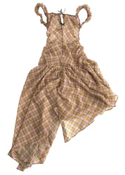 Plaid Puff Chiffon Asymmetrical Dress Fenlü
