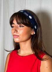 Roop Jenny Headband Blue White Polka Dots