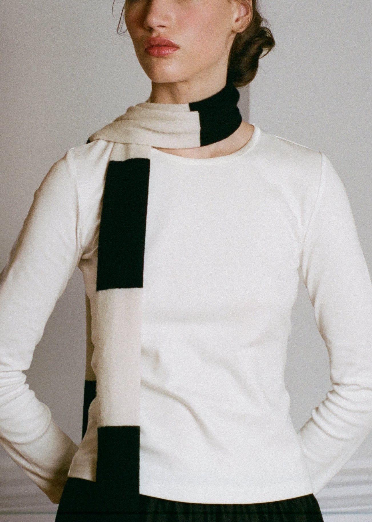 Sadie Scarf in Black &amp; Ivory