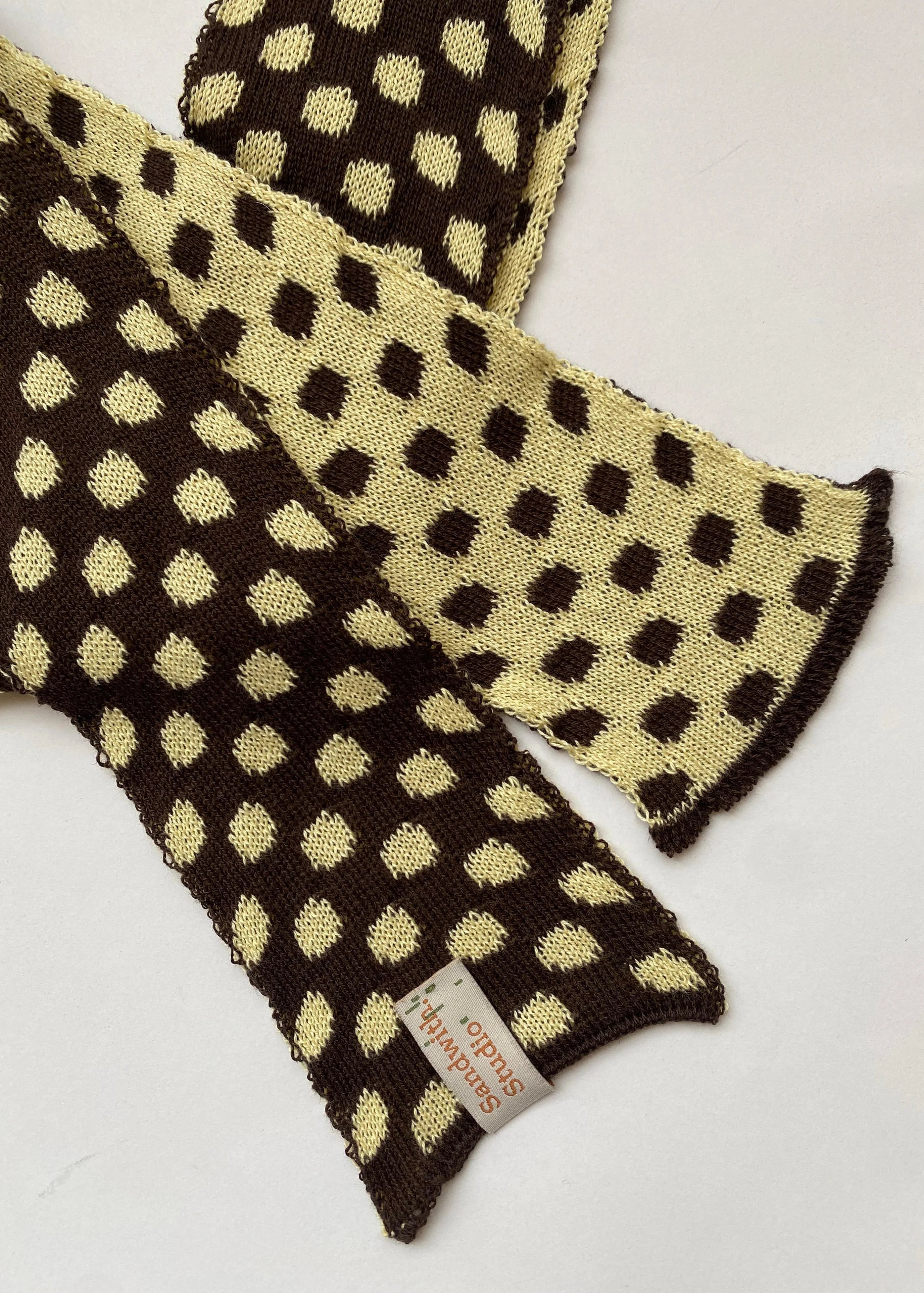 Sandwith Studios Chestnut & Butter Yellow Dotty Scarf