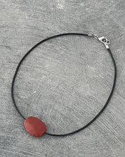 Small Red Glass Oval Necklace
