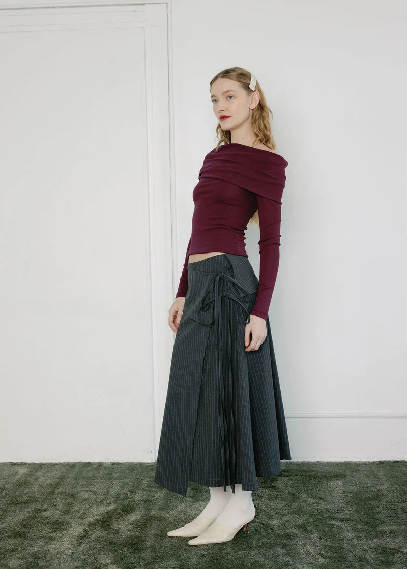 Sylvia Skirt Ash Pinstripe