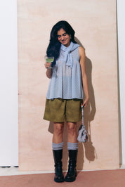 Thrills Top Sheer Grey Spots