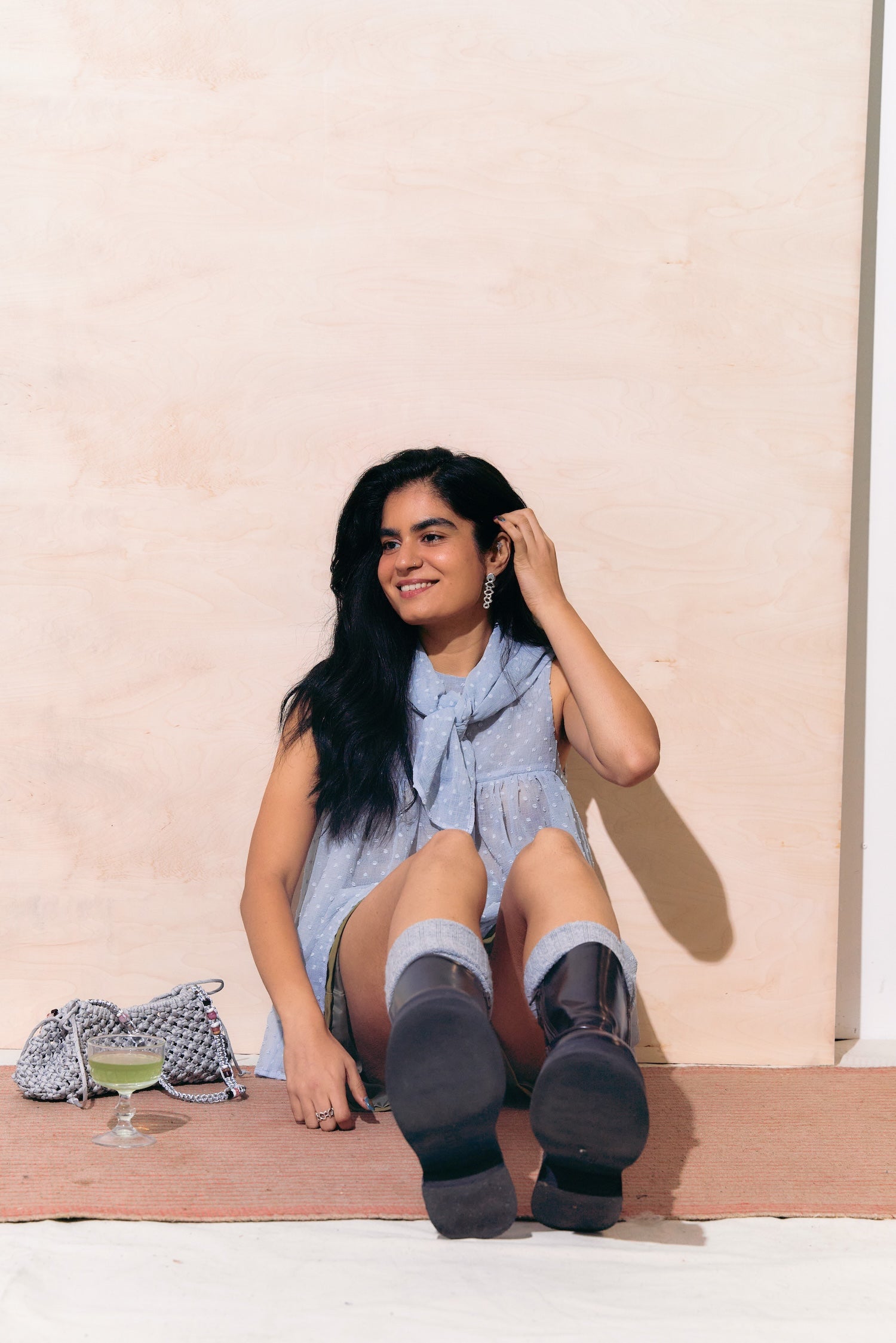 Thrills Top Sheer Grey Spots