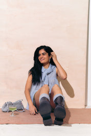 Thrills Top Sheer Grey Spots