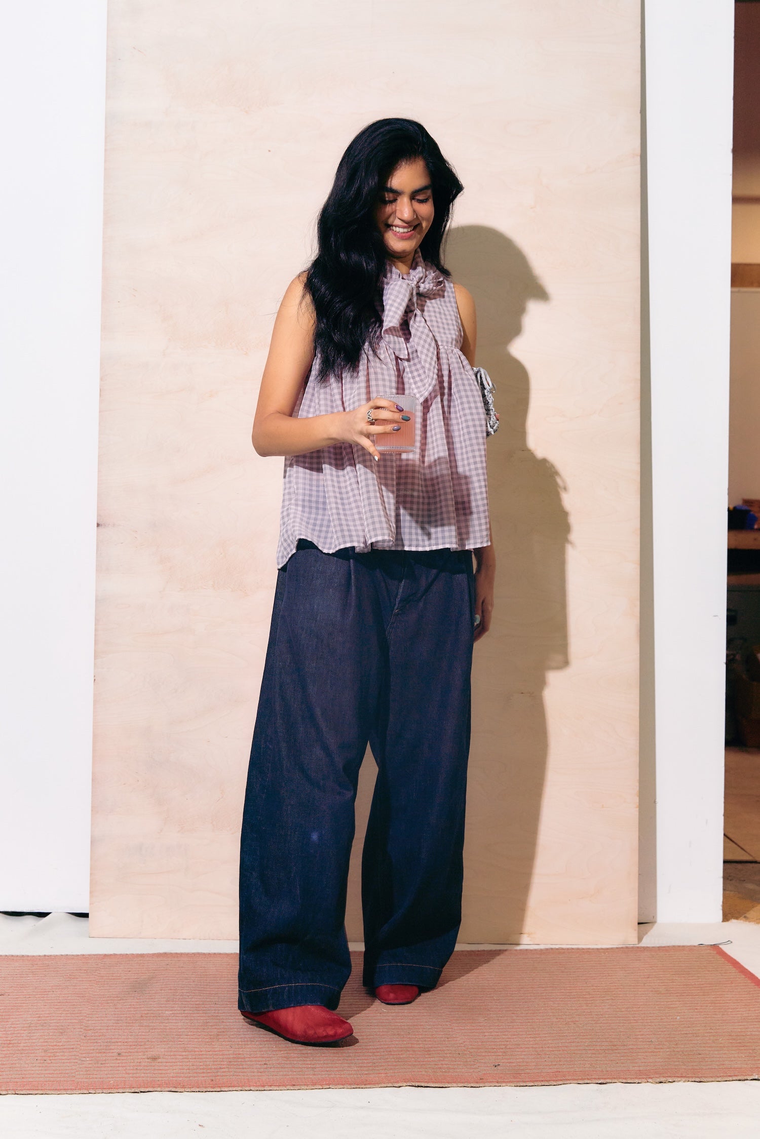 Thrills Top Sheer Pink Gingham