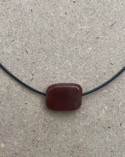 Tiny Brown Glass Rectangle Necklace