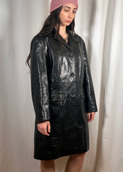 Vintage Faux Leather Trench Coat