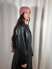 Vintage Faux Leather Trench Coat