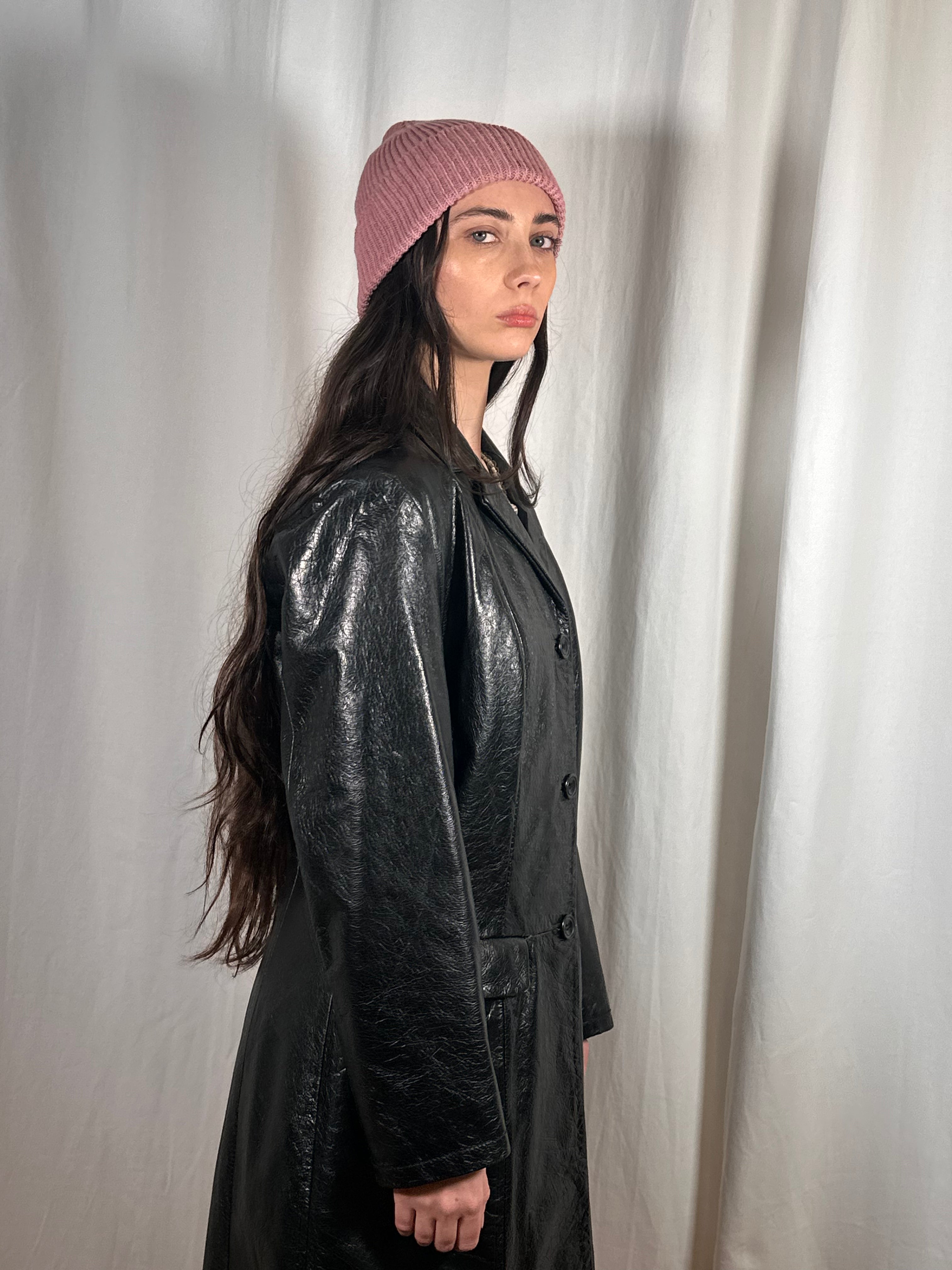 Vintage Faux Leather Trench Coat