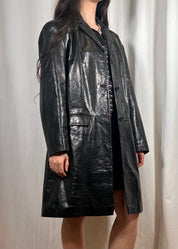 Vintage Faux Leather Trench Coat