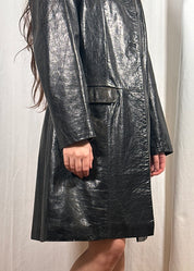 Vintage Faux Leather Trench Coat