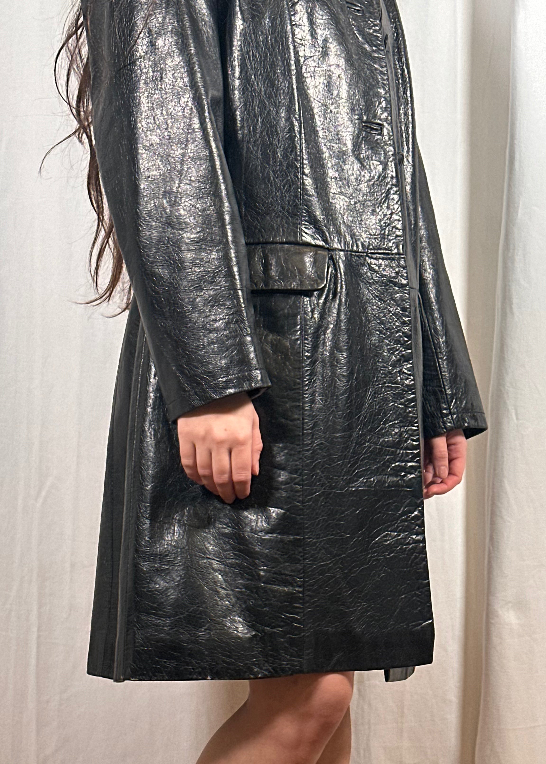 Vintage Faux Leather Trench Coat