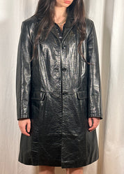Vintage Faux Leather Trench Coat