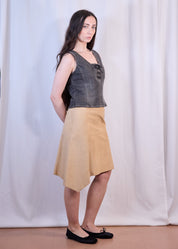 Vintage Asymmetric Suede Camel Skirt