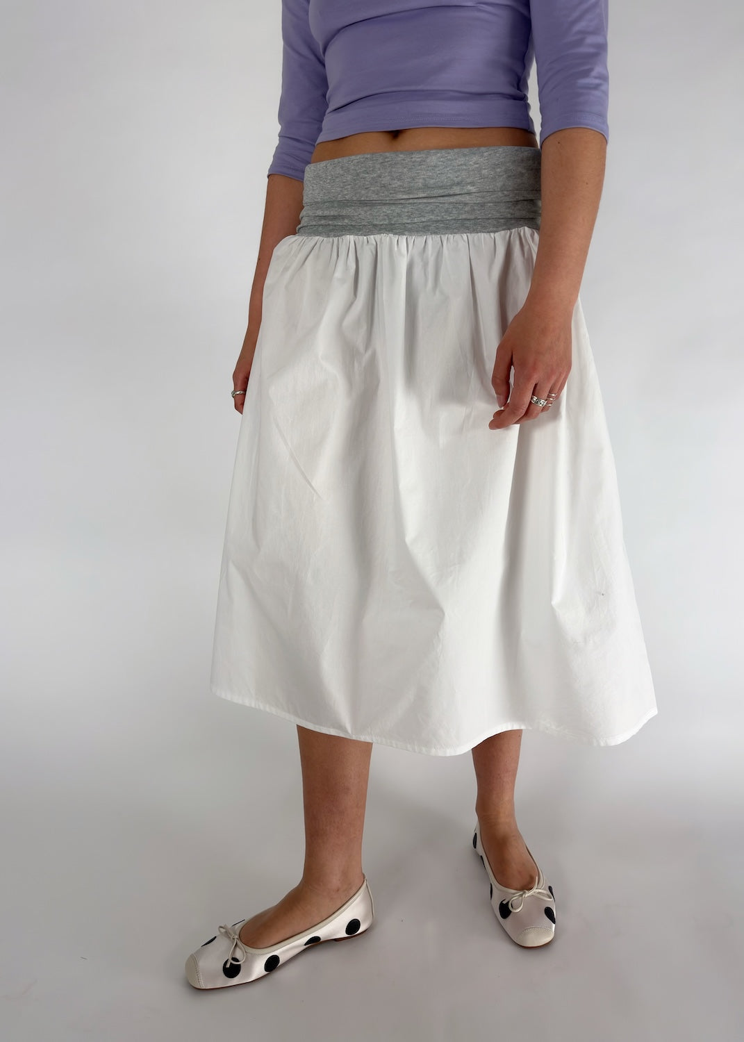 Nina Skirt White and Sport Grey