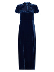 Carmella Velvet Midi Dress | Navy