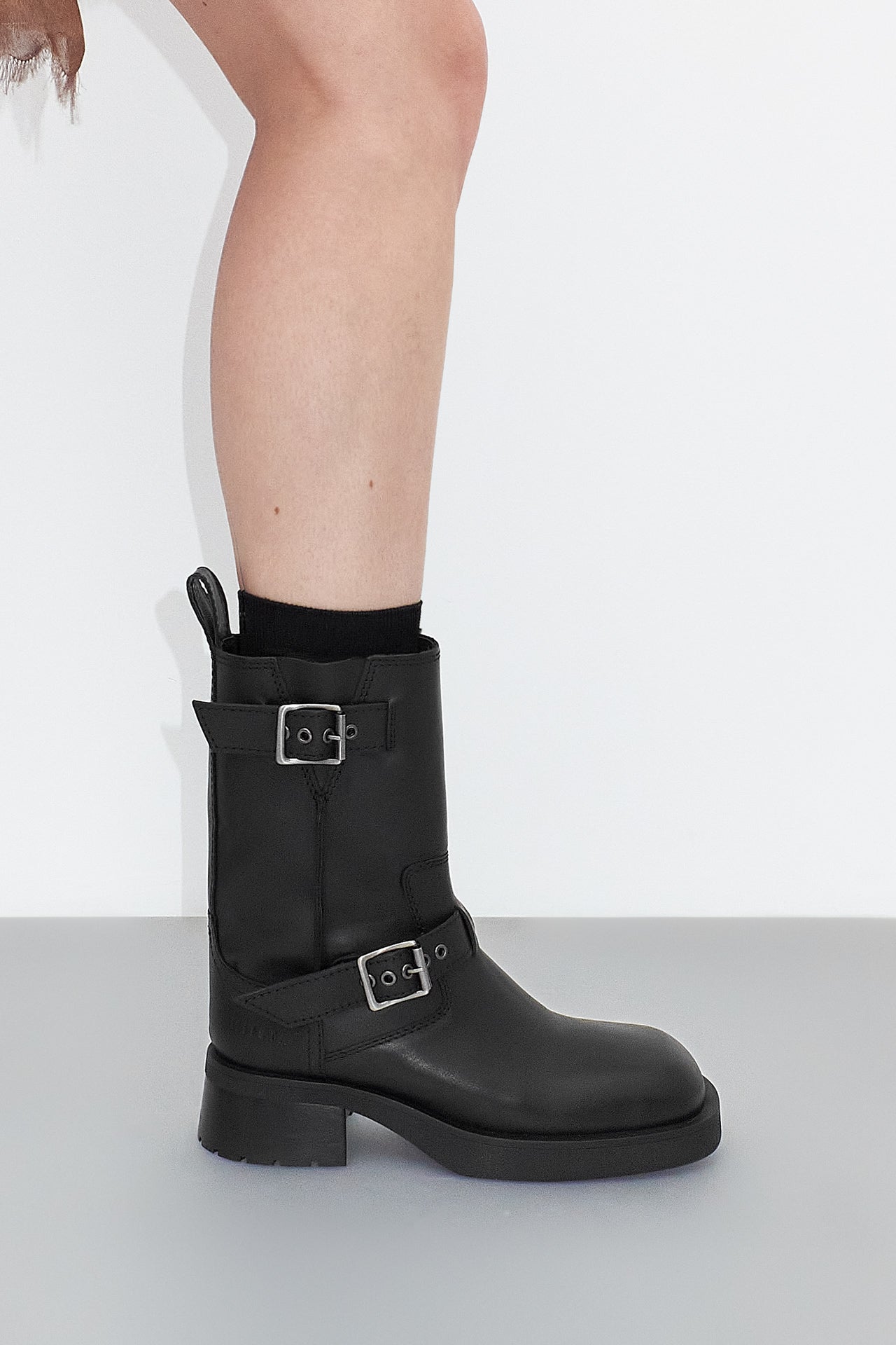 Renate Buckled Biker Boot Black Miista