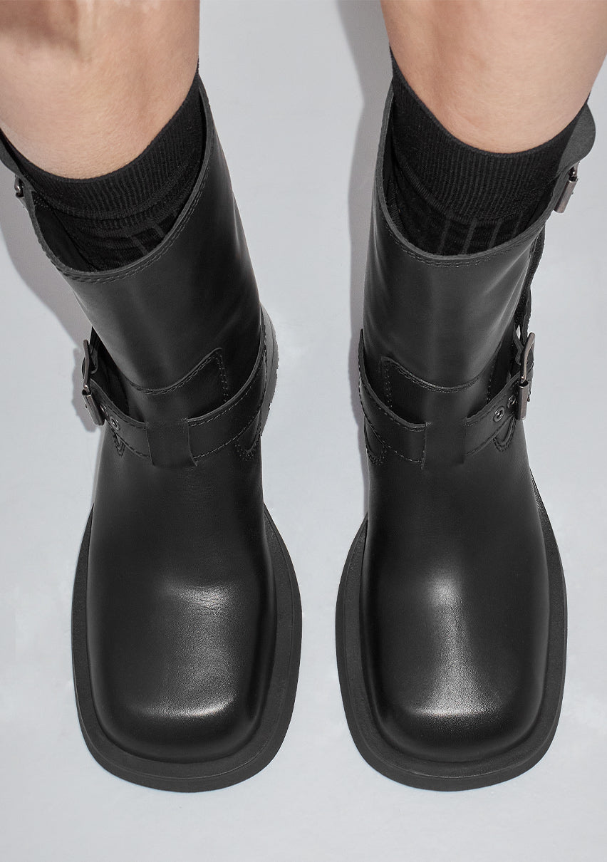 Renate Buckled Biker Boot Black Miista