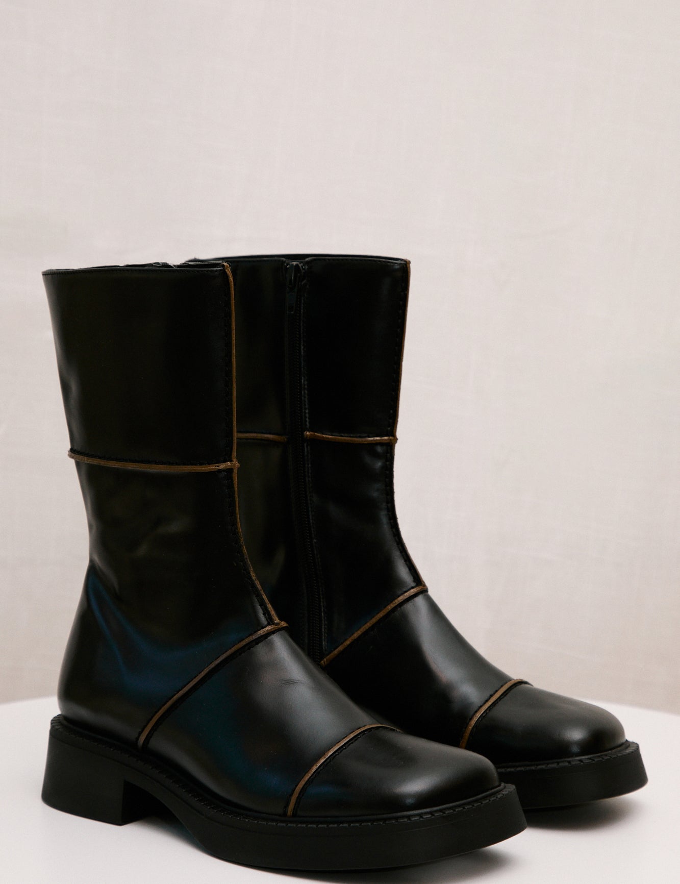 miista dahlia boots black and brown