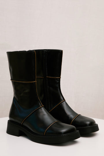 miista dahlia boots black and brown